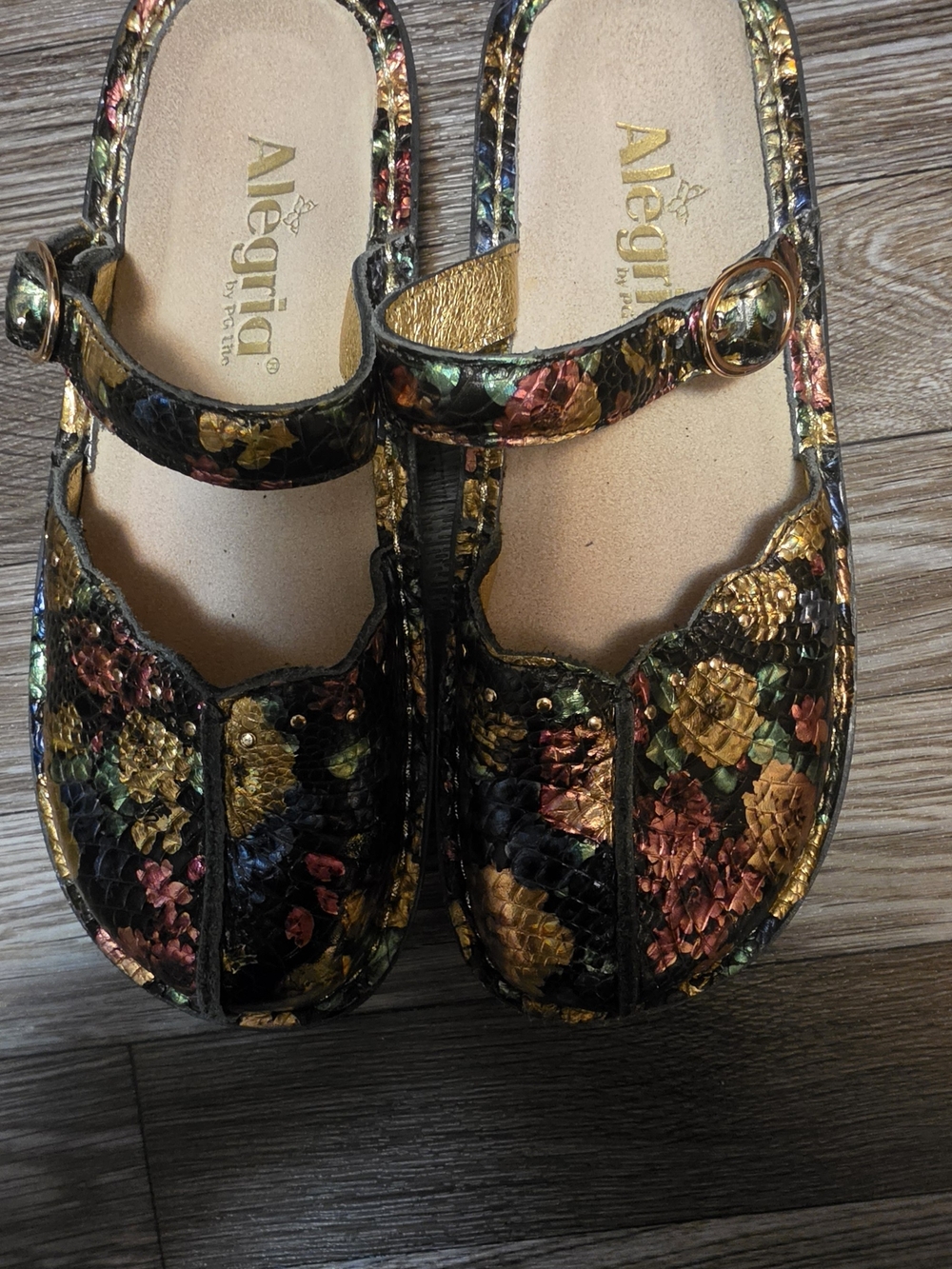 Alegria Multicolor Metallic Snake-Print Clogs - Picture 8 of 9